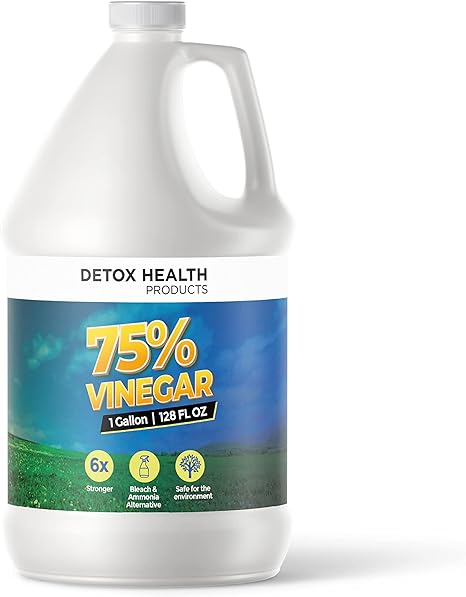 Detox Health Products - 75% Pure Vinegar - 100% Natural Concentrated Cleaner - Dilutes to 15 Gallons - 15x Power Vinegar - 1 Gallon