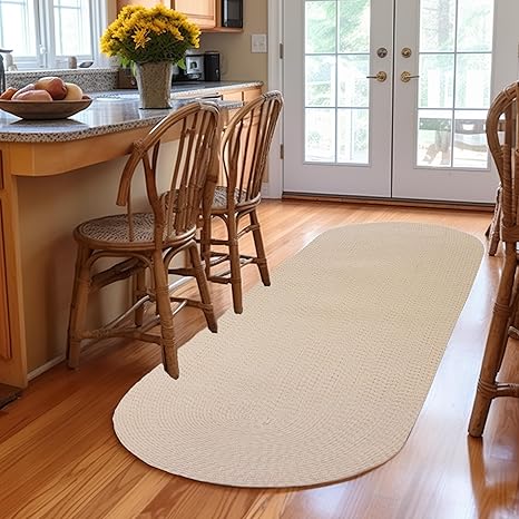 Super Area Rugs Beige Braided Rug Country Kitchen & Hallway Braided Rugs - Durable Primitive Rug Hallway Rug - Runner 2' X 4'