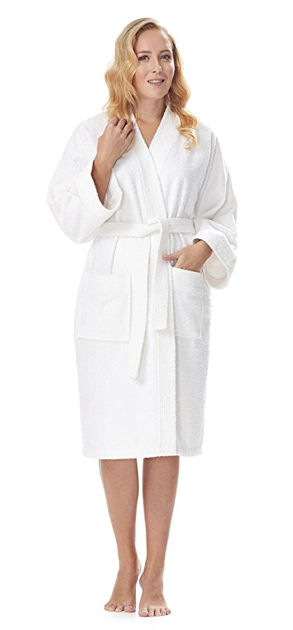 Arus Women's Short Kimono Lightweight Bathrobe Turkish Cotton Terry Cloth Robe