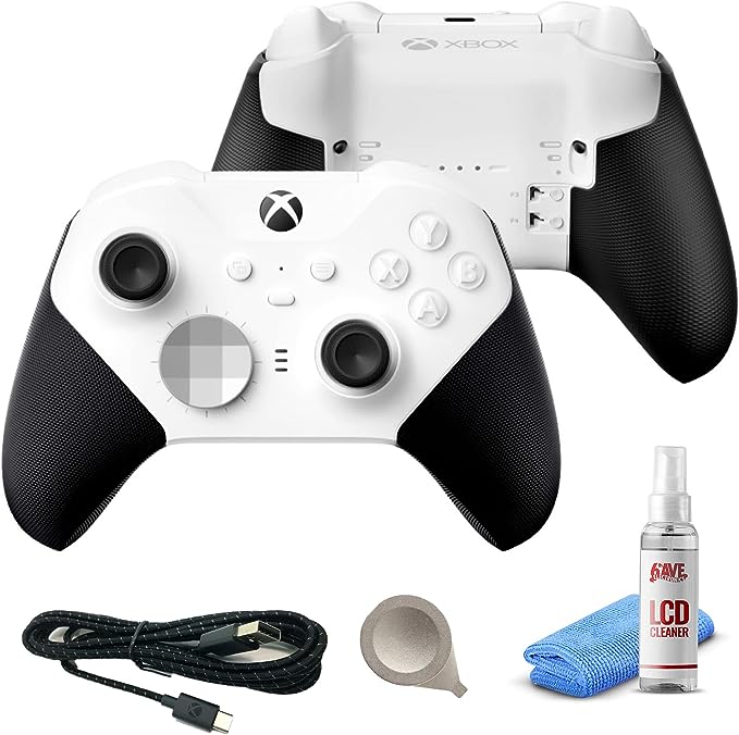 Xbox Elite Series 2 Wireless Controller Core - White with Controller Cleaning Kit