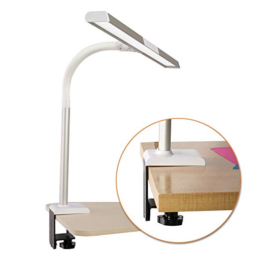 OttLite LED Extra Wide Area Clamp Lamp with 5 Brightness Settings, White