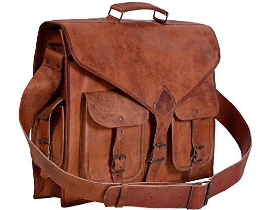 KPL 18 Inch Rustic Leather Messenger Bag Laptop Bag