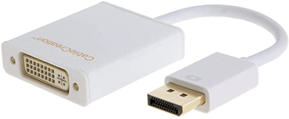 CableCreation Active DisplayPort to DVI Adapter, DP to DVI-I, Eyefinity Multi-Display Support,10CM White