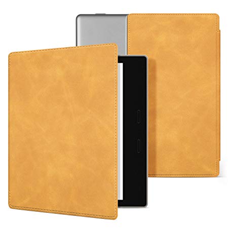 Ayotu Skin Touch Feeling Case for Kindle Oasis (9th Gen, 2017) Durable Soft Artificial Leather Cover with Auto Wake/Sleep Function, Strong Adsorption for All-New 7’’Kindle Oasis, KO-The Maple Yellow