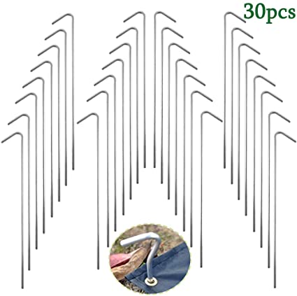 Szsrcywd 30 Pcs 8.3 Inch Galvanized Steel Tent Pegs-Garden Stakes,Canopy Garden Stakes, Metal Tent Ground Stakes for Outdoor Camping,Soil Patio Gardening,Canopies