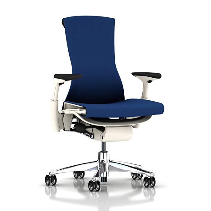 Herman Miller Embody Chair: Fully Adj Arms - White Frame/Aluminum Base - Translucent Casters