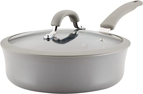 Rachael Ray Cook   Create Nonstick Sauté Pan with Lid, 3 Quart, Gray