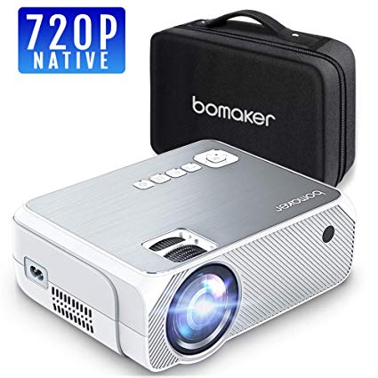 Projector 720P Native Resolution,BOMAKER LCD Full HD Mini Projector Portable with 1080P Support Home Theater Video Projector 250" Giant Screen