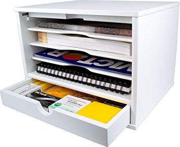 Victor Wood Desktop Organizer with Closing Door, W4720 (Pure White)