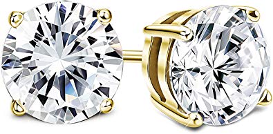 Sllaiss Set with Swarovski Zirconia Stud Earrings for Women Made of Sterling Silver Round-Cut 4-Prongs CZ 1.00cttw~8.00cttw Hypoallergenic