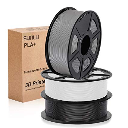 SUNLU 3D filament 1.75, PLA  Filament 1.75mm, 3KG PLA  Filament 0.02mm for 3D Printer 3D Pens, Black   White   Grey