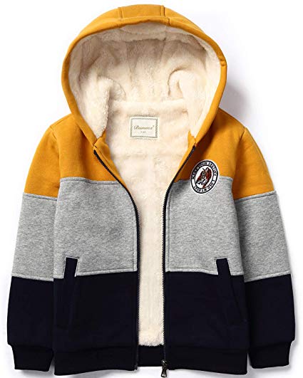 Bumeex Boys Sherpa Fleece Lined Jacket,Zip up Sweatshirt Hoodie