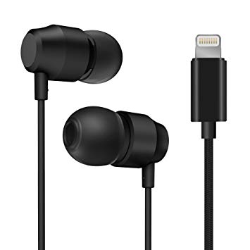 PALOVUE Earflow in-Ear Lightning Headphones Magnetic Earphones MFi Certified Earbuds with Microphone Controller Compatible iPhone X/XS/XS Max/XR iPhone 8/P iPhone 7/P, Braided Nylon (Classic Black)
