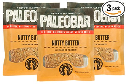 Steve's Paleogoods, Paleobar Nutty Butter Bar, 2 oz (Pack of 3)