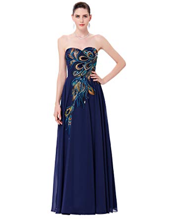 GRACE KARIN Long Strapless Embroidery Prom Dress A-line CL6168 (Multi-Colored)