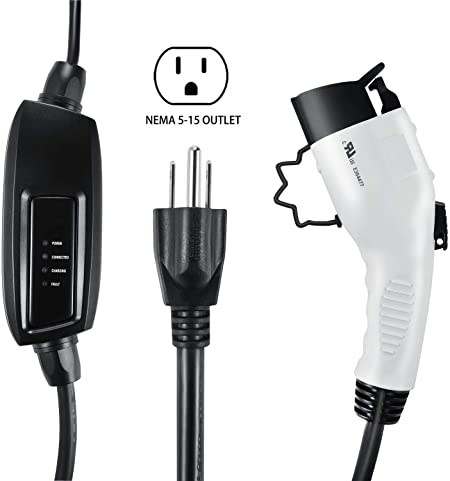 Lectron 110V 16 Amp Level 1 EV Charger with 21ft Extension Cord J1772 Cable & Nema 5-15 Plug