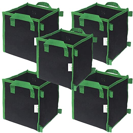 CASOLLY 20 Gallon 5 Pack Square Grow Bags with Heavy Duty Handle Planting Pots