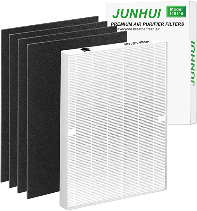 JUNHUI H13 True HEPA 115115 Replacement Filter A with Carbon Pre Filter 1 HEPA   4 Carbon Filters Compatible with Winix Air Purifier Model, P300, plasmawave 5300, 5500, 6300,5300-2, 6300-2, c535