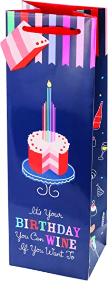 Cakewalk Birthday Cake Wine Gift Bag, Multi-colored