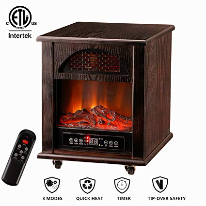 HYD-Parts Home Room Electric Space Heater,Remote Control Infrared Quartz Tip Over and Overheat Protection Heater (002)
