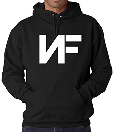 Uzair NF Rapper Design Hoodie (White Logo, Large)