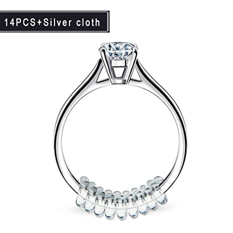 RUNGAO 14pcs Ring Size Adjuster Snuggies Ring Care Set Silver Polishing Cloth (2 mm / 3mm)