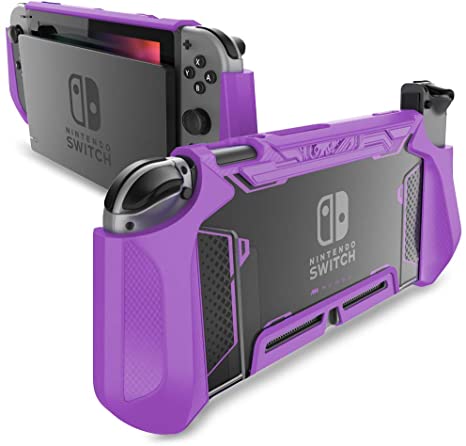 Mumba Dockable Case for Nintendo Switch TPU Grip Protective Cover Case Compatible with Nintendo Switch Console and Joy-Con Controller (Purple)