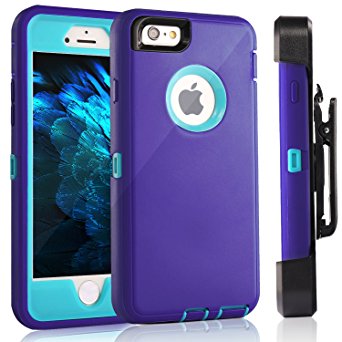 iPhone 6 Case, Fogeek Heavy Duty PC   TPU Combo Protective Defender Case for iPhone 6/6S w/ 360 Degree Rotary Belt Clip & Kickstand(Blue/Purple)