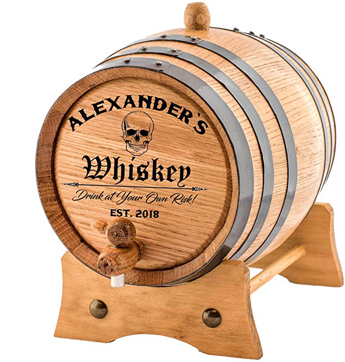 Personalized - Custom American White Oak Aging Barrel | Age your own Whiskey, Wine, Rum, Tequila, Beer, Bourbon & More. - Danger Design (10 Liters)