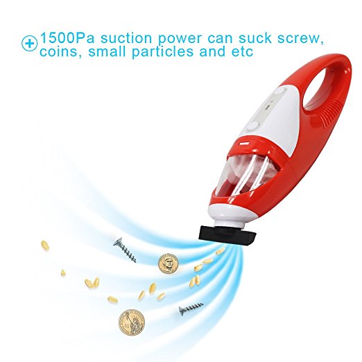 FINE DRAGON Cordless Mini Handheld Vacuum Cleaner Portable Auto Handheld Mini Car Vacuum - Red