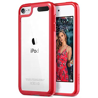 ULAK iPod Touch 7 Case, iPod Touch 6 Case, Slim Fit Hybrid Bumper TPU/Scratch Resistant Hard PC Back Cover/Corner Shock Absorption Case for Apple iPod Touch 5 6th 7th Generation (2019), Red