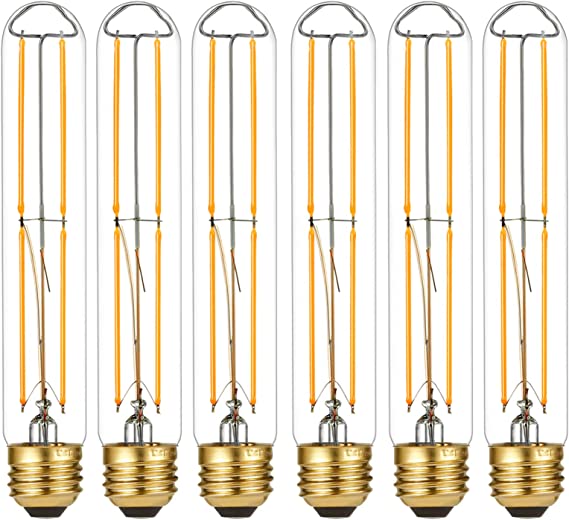 LiteHistory Dimmable E26 Light Bulb 6W Equal 60 watt led Light Bulb AC120V Warm White 2700K Edison Light Bulbs 60 Watt 600LM T10 led Bulb for Rustic Pendant,Industrial Pipe,Wall sconces,Vanity 6Pack