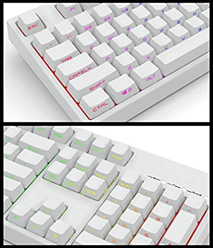 Black White PBT Double Shot 104 Side-lit Shine Through Translucent Backlit keycaps OEM Profile for MX Mechanical Keyboard Filco (White)