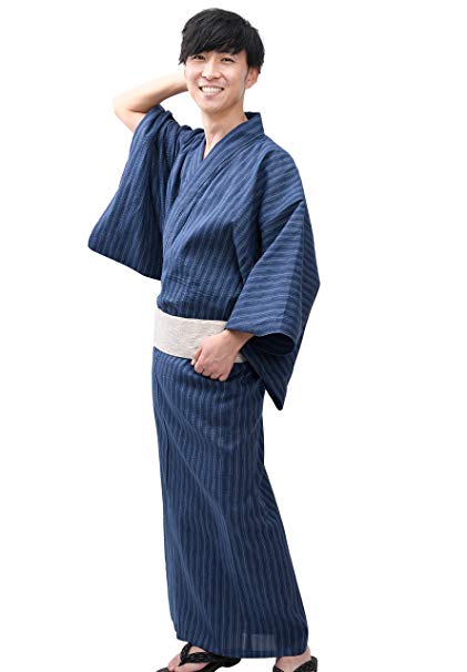 Edoten Men's Kimono Japan Shijira Weaving Yukata