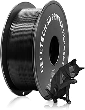 GEEETECH PETG Filament 1.75mm, Upgrade Stronger Toughness Printing Consumables, Diameter Tolerance  /- 0.03 mm, 1 KG (2.2 LBS) Spool Fit Most FDM 3D Printer, Black