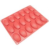 Freshware CB-107RD 18-Cavity Medium Silicone Mold for Homemade Madeleine Cookies Chocolate Candy and More