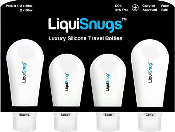 LiquiSnugs - 100% Guaranteed Leak Proof - Silicone Travel Bottles (3 PACK) TSA Approved - by TravelSnugs