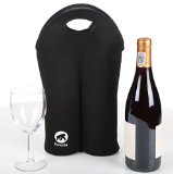 Hoopla Gorilla Bag - Christmas OFFER - Deluxe Insulated Double Wine Water Black Neoprene Tote - Keeps Your Drink Bottles Cool and Secure on the Move
