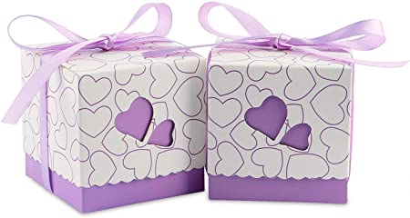 Driew Candy Boxes, Wedding Favors Boxes Treat Boxes Party Favors 3x3x3 Purple