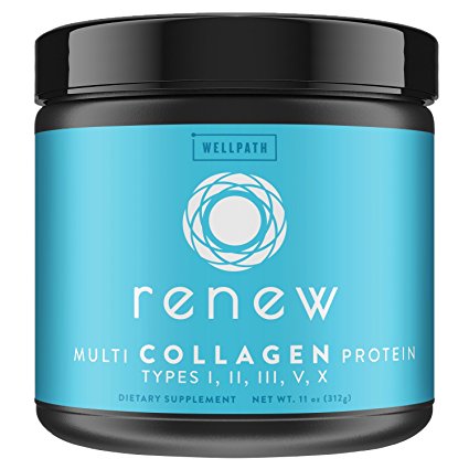 RENEW Multi Collagen Protein Powder - Premium Blend of Hydrolyzed Grass-Fed Bovine, Marine, Chicken & Egg Collagen Peptides | Type I, II, III, V, and X | Vital Supplement For Women & Men | KETO | 11oz