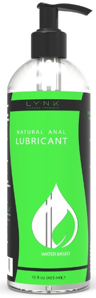 Lynk Pleasure Products Water Based Natural Intimate Anal Lubricant for Men and Women 16 Oz - Paraben & Glycerin Free Backdoor Comfort Lube - Zero Numbing Affects