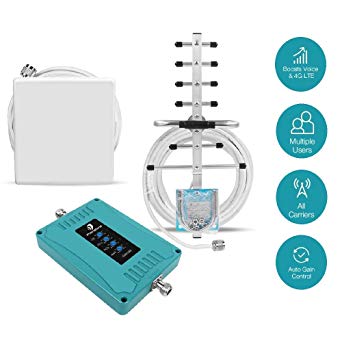 5 Band Cell Phone Signal Booster for Home and Office - Enhance Cellphone Voice 3G 4G LTE Data - Dual 700/850/1700/1900MHz Antenna Amplifier Kit Supports 5,000 Square Foot Area