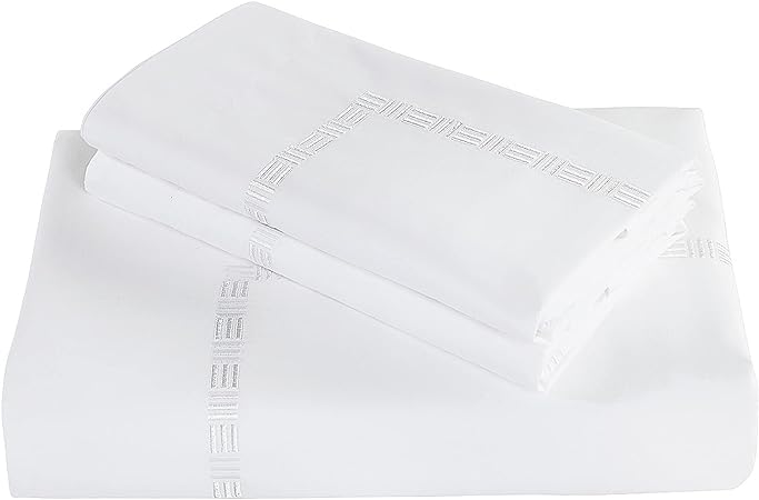 Hotel Grand Tencel™ Lyocell/Cotton Blend Duvet Cover Set with Colored Embroidery (Full/Queen, White)