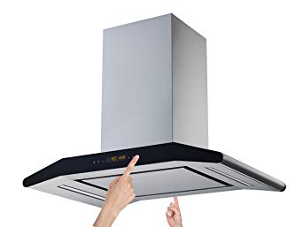 Winflo New Elite 36" Convertible Stainless Steel 800 CFM Island Mount Range Hood with Stainless Steel Sliencer Panel and Aluminum Filters, LED Lights and 2 Sides 5 Speed Touch Control Panels