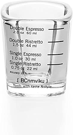 Espresso Shot Glasses Measuring Liquid Heavy Glass for Baristas 2oz 1,8" x 1,8"x 2,6" inch (1 Pack)