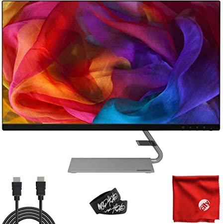 Lenovo 27" IPS LED 2K QHD FreeSync Ultra-Slim Monitor (Q27q) Antiglare 4ms 75Hz Built-in Speakers 2560x1440 Bundle with Cable Ties and Microfiber