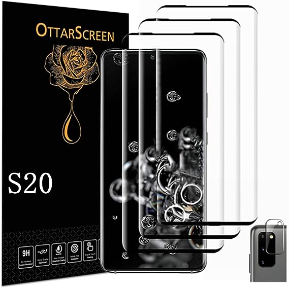 OttarScreen Galaxy S20 Screen Protector, With 1 Pack Camera Lens Protector【3 1 Pack】Camera Lens Protector, Easy Installation, 3D Glass 9H Hardness Tempered Glass Screen Protector for Samsung Galaxy S20 5g