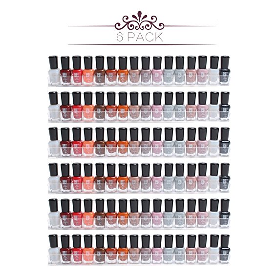 Display4top 6 Pack Of Clear Acrylic Nail Polish Rack, Kids Invisible Floating Bookshelf, Wall Mounted Display Organizer