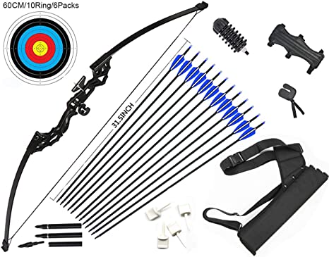 dostyle Recurve Bow Takedown Archery Bow and Arrow Set Hunting Long Bow Kit 40 lbs Right Hand