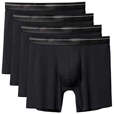 David Archy Men's 4 Pack Micro Modal Boxer Briefs Features Free Cutting Tech Black